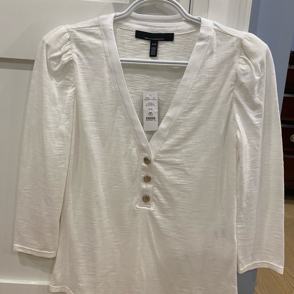 White House Black Market - V-Neck Buttoned Women's Top